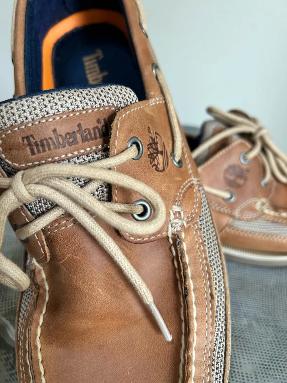 Timberland ~ Kiawah Bay Tan Leather Men’s size 11 Lace-Up Boat Shoes
